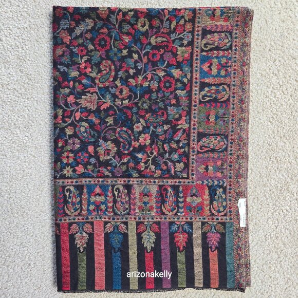 Mrignayani Accessories - NWT Wool Scarf Jacquard Embroidered Colorful Mrignayani